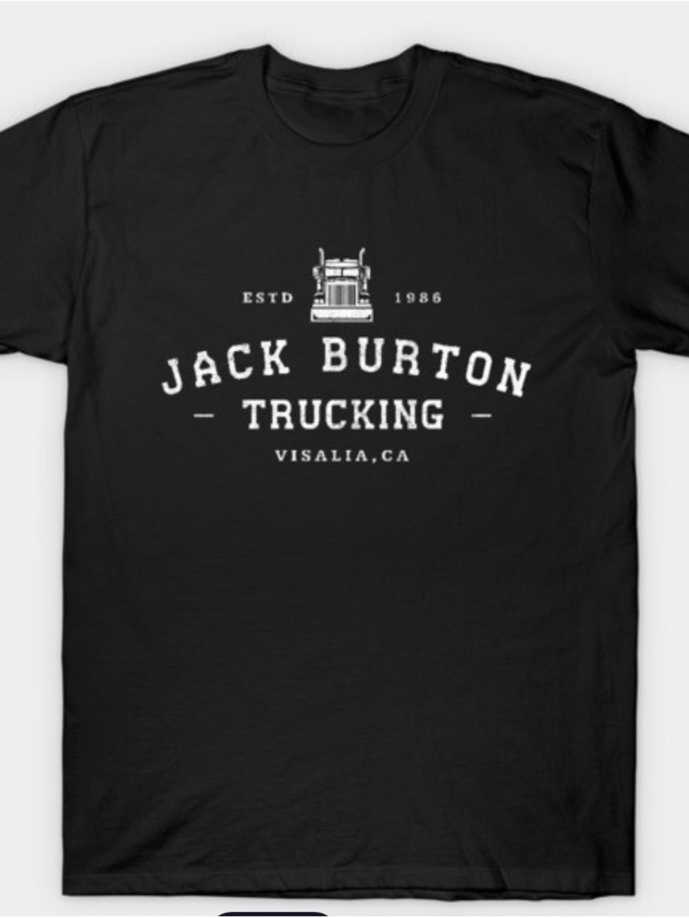 Gildan Black Tee with White 'Jack Burton Trucking' Logo
